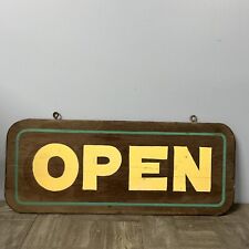 VTG Open Sign Solid Wood Distressed Original Paint Rectangular Hanging Handmade picture