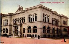 Indianapolis IN-Indiana, Public Library, Horse & Buggy, Vintage c1910 Postcard picture