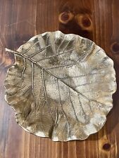 Gingko Pier One  Large Bronze  Leaf Heavy Gold Tone Bowl picture
