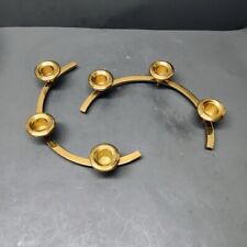 Lot of 2 Half Circle Brass candle stick holders centerpiece surround 6 Candle picture