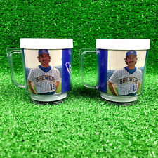 2 Vintage ROBIN YOUNT Maxwell House Plastic Coffee Mugs Milwaukee Brewers 1980s picture