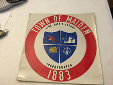 VINTAGE LARGE 12 X 12 STICKER RARE  NORTH CAROLINA TOWN OF MAIDEN 1883 HISTORY picture