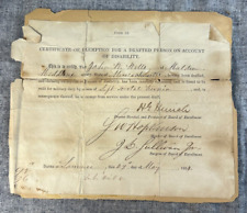 1864 CERTIFICATE OF EXEMPTION FOR DRAFTED CIVIL WAR CIVILIAN, Malden MA picture