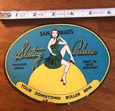 1942 San Diego California Skating Palace Roller Skating Rink Decal Label picture