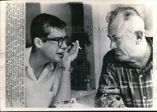 1966 Wirephoto Author John Steinbeck 64 listens to son John (Catbird) 7X10 Photo picture