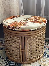 Vintage 70’s Wicker, Bamboo Storage Ottoman. So Cool picture
