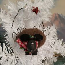 SHEEP REINDEER WOOLY CHRISTMAS ORNAMENT CUSTOM MADE THREAD SPOOL FEET NEAR MINT picture