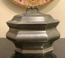 Exceptional Antique European Octagonal Lidded Pewter Bowl picture