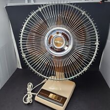 Vintage Galaxy Oscillating Fan K1-CR Brown Blades Chrome Wire HIGH SPEED ONLY picture