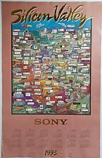 Rare 1992 SONY Silicon Valley Pictorial Map & Calendar. Technology Tech Poster picture