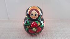 Russian Nesting Doll 3.9 in 3Pc  Wooden Flowers Berries Traditional Matryoshka picture