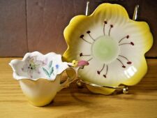 Cicada Handle Yellow Flower Teacup Saucer Trimont Occupied Japan Hand Painted picture