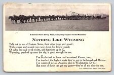 c1910 String Horses Covered Wagons Nothing Like Wyoming P764 picture