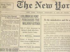 1918 FEBRUARY 3 NEW YORK TIMES - DUPONT PURCHASES THE WALDORF-ASTORIA - NT 8229 picture