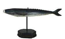 Primitive Antique Hand Carved Wooden Sturgeon Fish on a Pedestal 35 1/4 inches picture