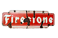 Vintage Firestone Tire Tyres Sign Board Porcelain Enamel Double Sided Advertisin picture