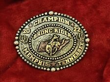 CHAMPION BRONC RIDING PRO RODEO TROPHY BUCKLE☆MEMPHIS TENNESSEE☆2022☆RARE☆756 picture
