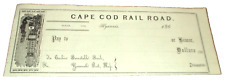 1860's CAPE COD RAILROAD PRE-NEW HAVEN UNUSED COMPANY CHECK picture