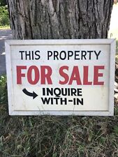 Vintage PROPERTY FOR SALE Double Sided Wooden Sign Aprox. 30”x20” BARN FRESH picture
