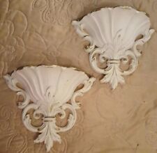 Pair Vintage Homeco Planters 1962 Syroco Wall Pockets #4446 Hollywood Regency picture