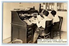 c1910's Dictation Room CG Conn's Band Instrument Factory IN RPPC Photo Postcard picture