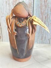 Vintage Val Knight Studio Pottery Native Girl Signed VKs 96 Hand crafted Montana picture