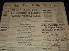 1901 SEPTEMBER 6 TROY DAILY TIMES NEWSPAPER - PRESIDENT MCKINLEY SHOT - NP 1426B picture
