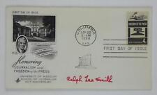 Ralph Lee Smith Signed Autographed 1958 First Day Cover FDC Honoring Journalism picture