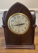 Vintage Ingraham Gothic Cathedral Strike Electric Self Starting Wooden Clock picture