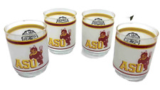 4 Vintage ASU Arizona State Sun Devils MOBIL Oil Drink Glasses Frosted picture