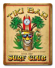 TIKI BAR SURF CLUB DRINK ALL DAY HEAVY DUTY USA MADE METAL ADVERTISING SIGN picture