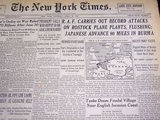 1942 APRIL 25 NEW YORK TIMES - R. A. F. CARRIES OUT RECORD ATTACKS - NT 1185 picture