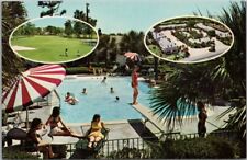 1960s MYRTLE BEACH SC Postcard OCEAN PINES MOTEL Girl on Pool Diving Board picture