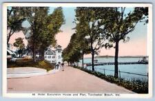 1920's TOLCHESTER BEACH MD HOTEL EXCURSION HOUSE PIER ANTIQUE CHESSLER POSTCARD picture