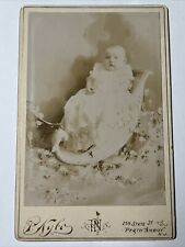 PERTH AMBOY NEW JERSEY Antique Cabinet Card Photo BABY in Sleigh Chair w Flowers picture