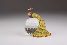 Peacock on Crystal bowl Trinket Box by Keren Kopal with Austrian Crystal picture