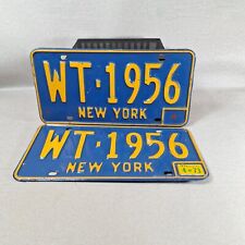 1973 New York License Plate Pair Blue 1966-73 Series #WT 1956 picture