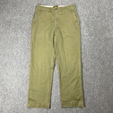 VINTAGE WWII Trousers Pants Size 33x31 Uniform OD Green Cotton Khaki Twill 40s picture