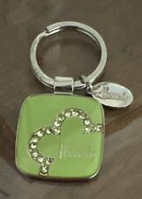 Vintage Harrods Of London Keychain Department Store Green Rhinestone Bling Charm picture