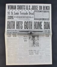 September 30 1927 Babe Ruth 60th Home Run Los Angeles 1920's Vintage Newspaper picture