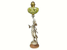 Oil Lamp, French Silver-Tone Metal Figural, 19th / 20th Century, Gorgeous picture