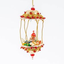Leewards Christmas Carousel Ornament Handmade Beads Sequins Elf Presents Vintage picture