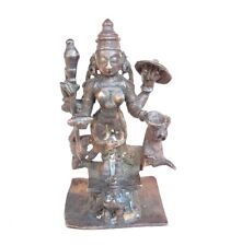 1750's Old Vintage Antique Copper Hand Carved Hindu Goddess Durga Figure Statue picture