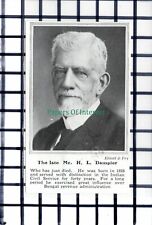 C5993) Mr H L Dampier Indian Civil Service Obituary - 1913 Cutting SMALL picture