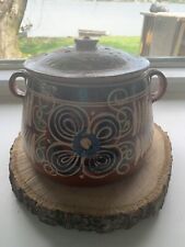 Vintage Tlaquepaque Mexico Red ware Bean Pot Handmade With Lid picture
