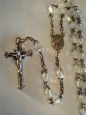Vintage Catholic Clear Glass Rosary 21