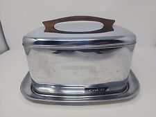 Vintage 1950s Lincoln Beautyware Chrome Cake Carrier Saver Locking Lid Square picture