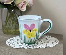 Starbucks Handpainted Italy 2003 Floral Pansy Ceramic 4.5” Coffee Mug Tea Cup picture