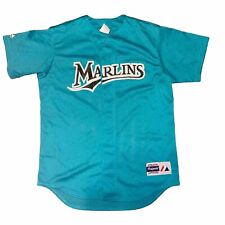 Majestic MLB Miami Marlins Baseball Jersey  Men’s Size Medium Blue L31”-W21.5” picture