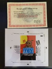 1983 Topps Vault 1/1 Star Wars Wrapper Paper Roof Coa Return Of The Jedi ROTJ picture